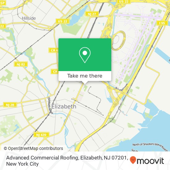 Mapa de Advanced Commercial Roofing, Elizabeth, NJ 07201