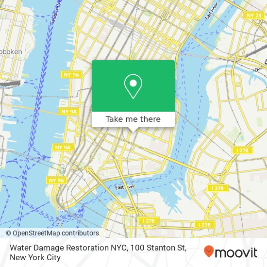 Mapa de Water Damage Restoration NYC, 100 Stanton St