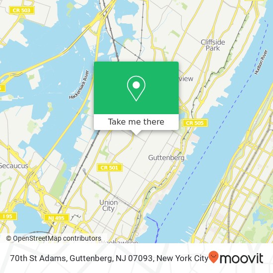 Mapa de 70th St Adams, Guttenberg, NJ 07093