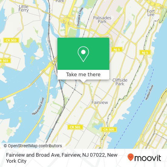 Mapa de Fairview and Broad Ave, Fairview, NJ 07022