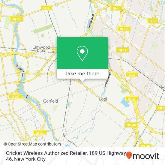 Mapa de Cricket Wireless Authorized Retailer, 189 US Highway 46