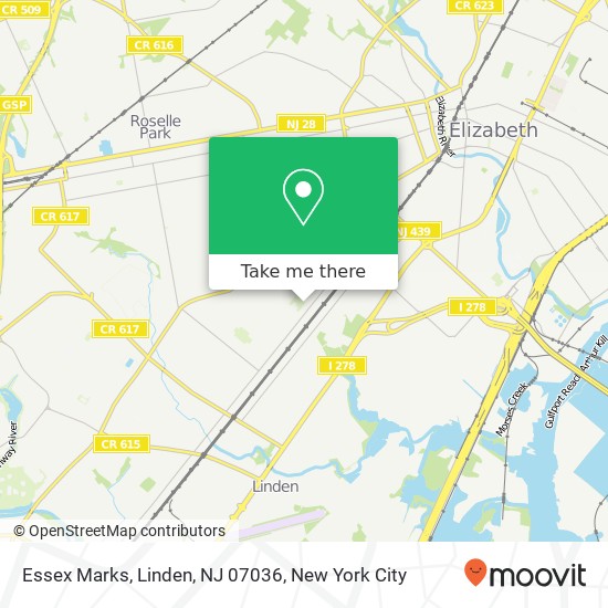 Mapa de Essex Marks, Linden, NJ 07036