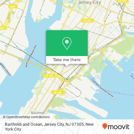 Bartholdi and Ocean, Jersey City, NJ 07305 map