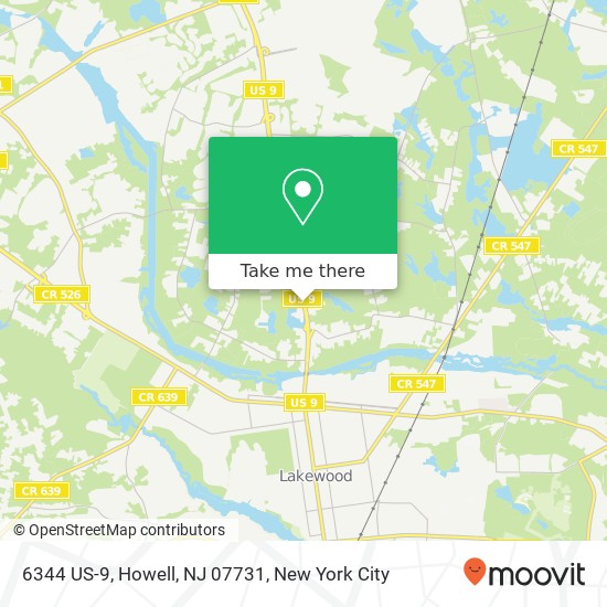 Mapa de 6344 US-9, Howell, NJ 07731