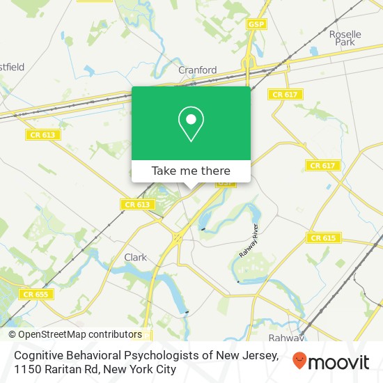 Mapa de Cognitive Behavioral Psychologists of New Jersey, 1150 Raritan Rd