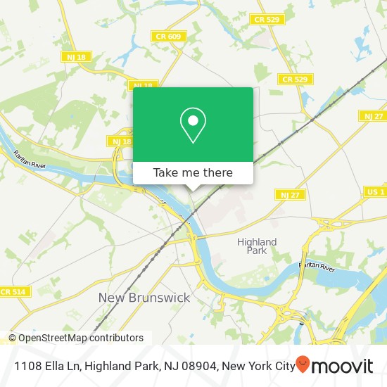 1108 Ella Ln, Highland Park, NJ 08904 map