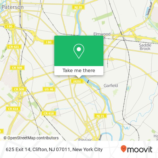 625 Exit 14, Clifton, NJ 07011 map