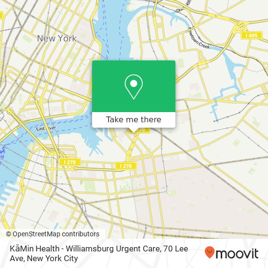 Mapa de KāMin Health - Williamsburg Urgent Care, 70 Lee Ave