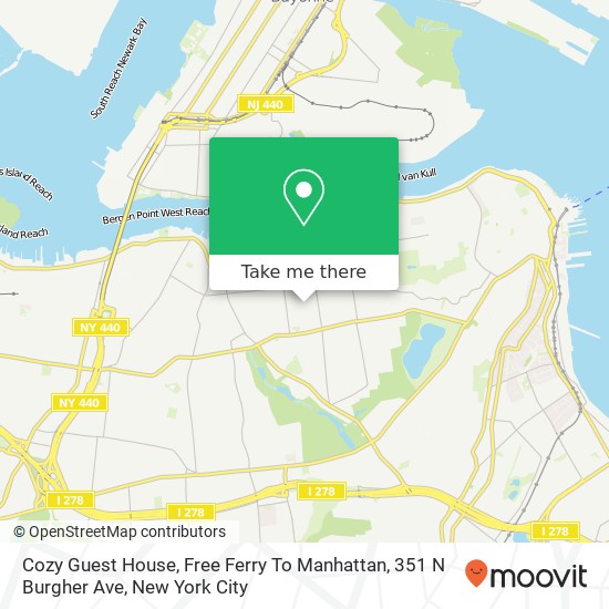 Mapa de Cozy Guest House, Free Ferry To Manhattan, 351 N Burgher Ave