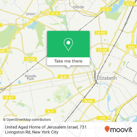 Mapa de United Aged Home of Jerusalem Israel, 731 Livingston Rd