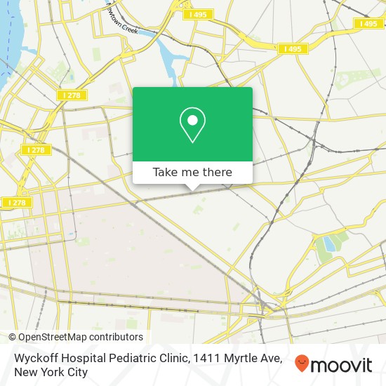 Mapa de Wyckoff Hospital Pediatric Clinic, 1411 Myrtle Ave