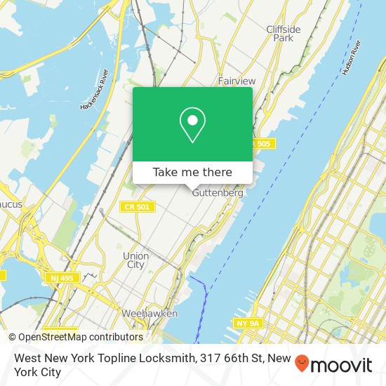 Mapa de West New York Topline Locksmith, 317 66th St