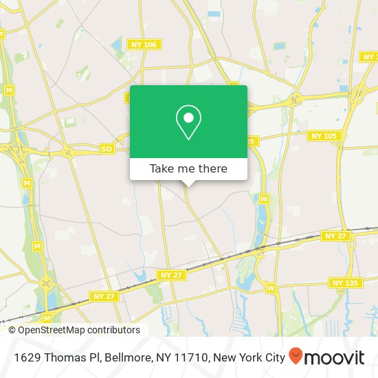 Mapa de 1629 Thomas Pl, Bellmore, NY 11710
