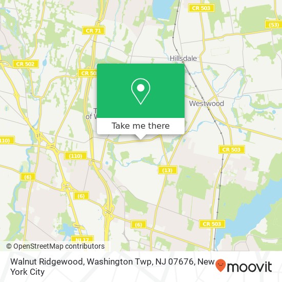 Mapa de Walnut Ridgewood, Washington Twp, NJ 07676