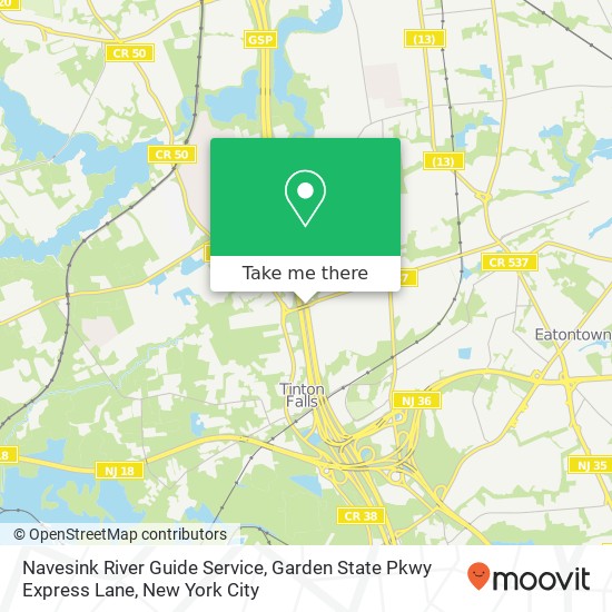 Mapa de Navesink River Guide Service, Garden State Pkwy Express Lane