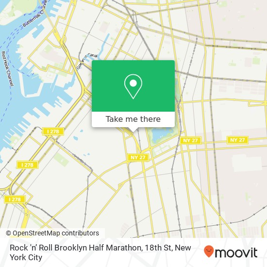 Mapa de Rock 'n’ Roll Brooklyn Half Marathon, 18th St
