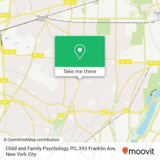 Mapa de Child and Family Psychology, PC, 393 Franklin Ave