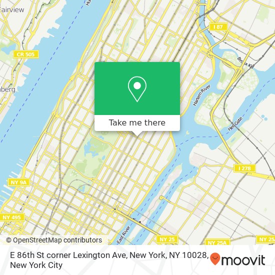 Mapa de E 86th St corner Lexington Ave, New York, NY 10028