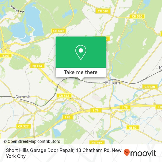 Short Hills Garage Door Repair, 40 Chatham Rd map