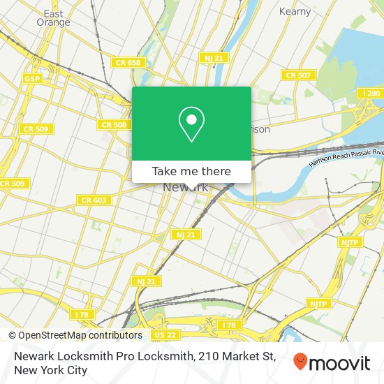 Mapa de Newark Locksmith Pro Locksmith, 210 Market St