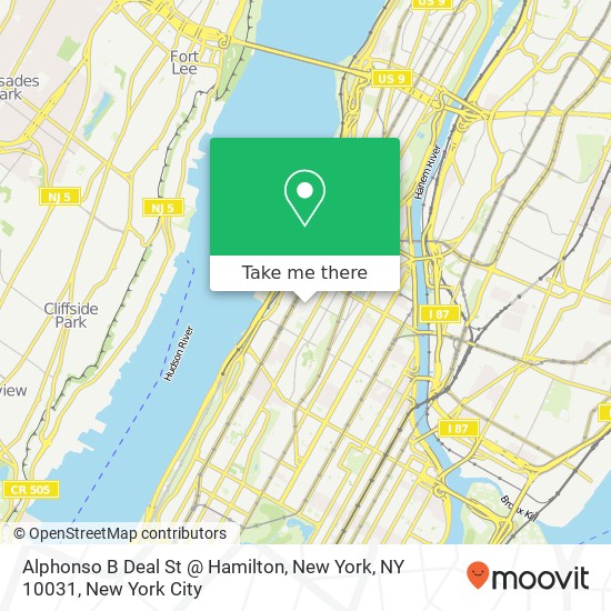 Mapa de Alphonso B Deal St @ Hamilton, New York, NY 10031