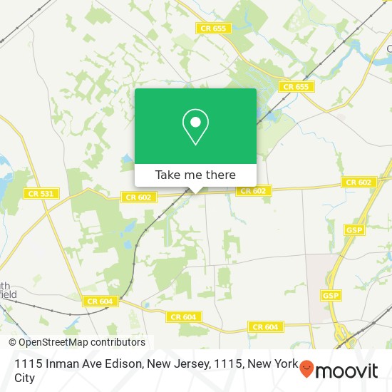 Mapa de 1115 Inman Ave Edison, New Jersey, 1115