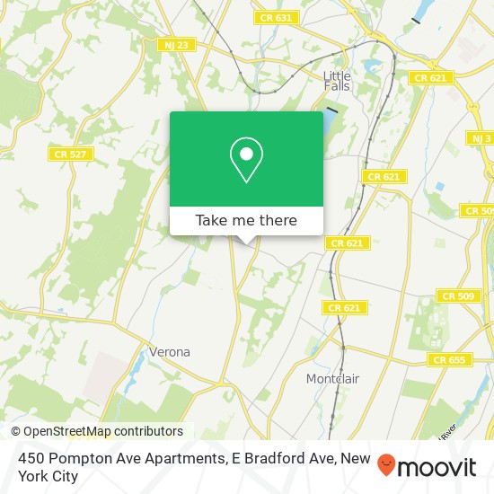 Mapa de 450 Pompton Ave Apartments, E Bradford Ave