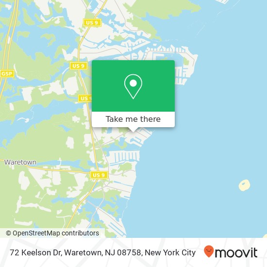 Mapa de 72 Keelson Dr, Waretown, NJ 08758