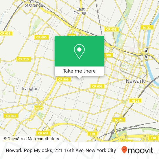 Mapa de Newark Pop Mylocks, 221 16th Ave