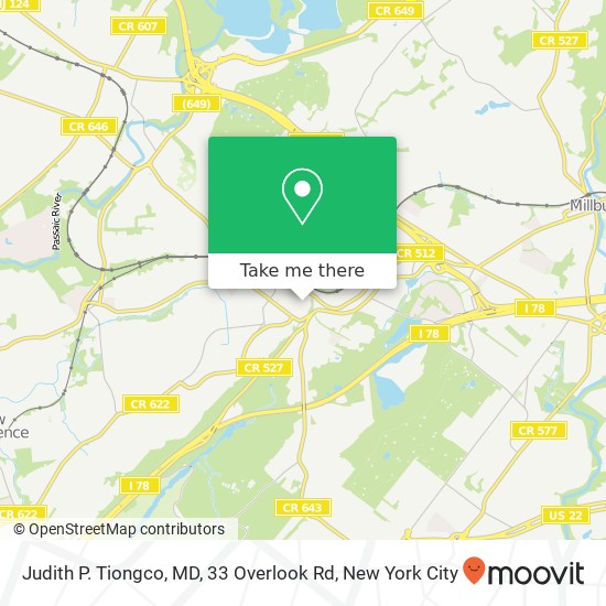 Mapa de Judith P. Tiongco, MD, 33 Overlook Rd