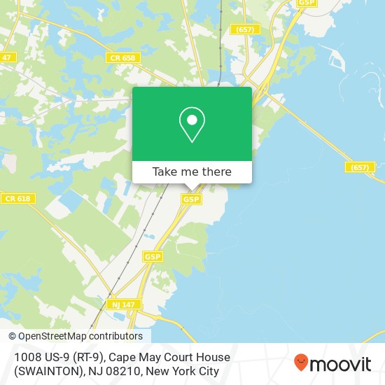 Mapa de 1008 US-9 (RT-9), Cape May Court House (SWAINTON), NJ 08210