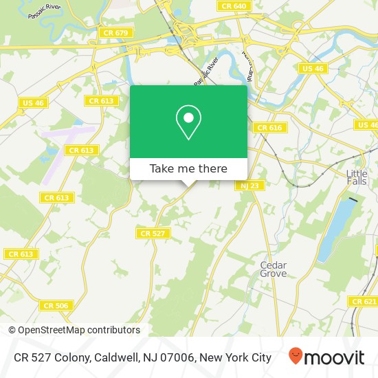 Mapa de CR 527 Colony, Caldwell, NJ 07006