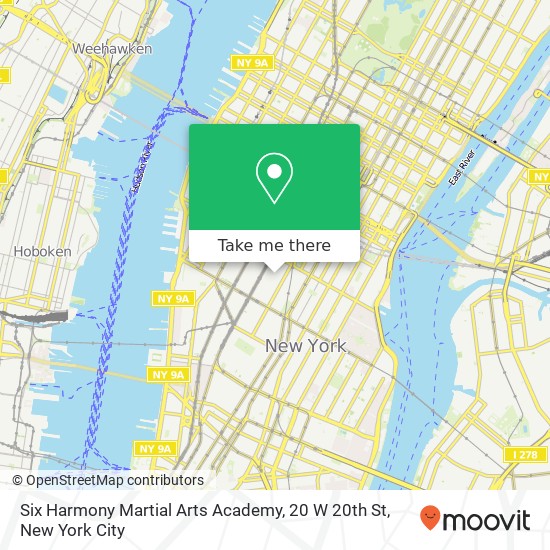 Mapa de Six Harmony Martial Arts Academy, 20 W 20th St