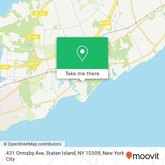 Mapa de 431 Ormsby Ave, Staten Island, NY 10309