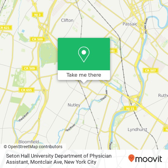 Mapa de Seton Hall University Department of Physician Assistant, Montclair Ave