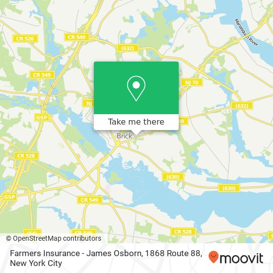 Farmers Insurance - James Osborn, 1868 Route 88 map