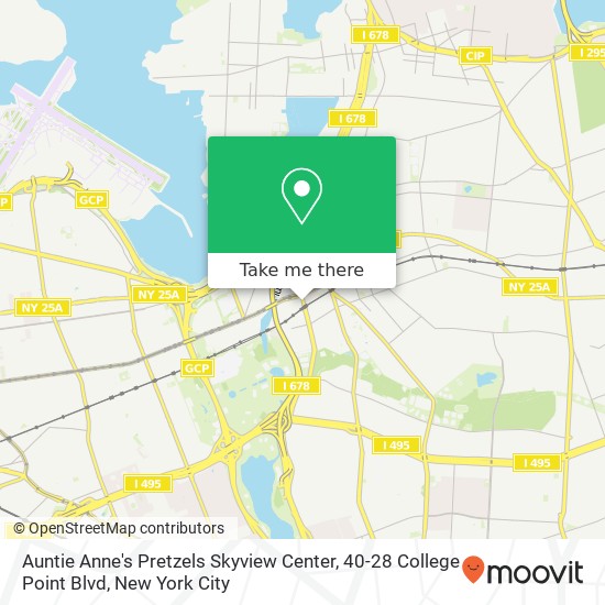 Auntie Anne's Pretzels Skyview Center, 40-28 College Point Blvd map