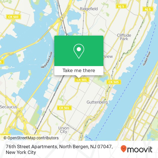 Mapa de 76th Street Apartments, North Bergen, NJ 07047