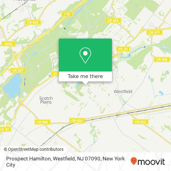 Mapa de Prospect Hamilton, Westfield, NJ 07090