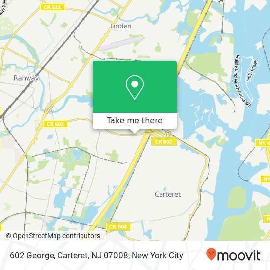 Mapa de 602 George, Carteret, NJ 07008