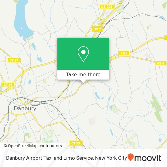 Mapa de Danbury Airport Taxi and Limo Service