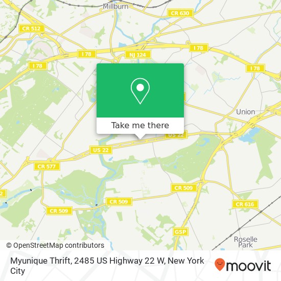 Mapa de Myunique Thrift, 2485 US Highway 22 W