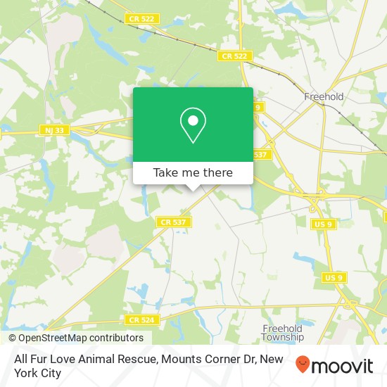 All Fur Love Animal Rescue, Mounts Corner Dr map