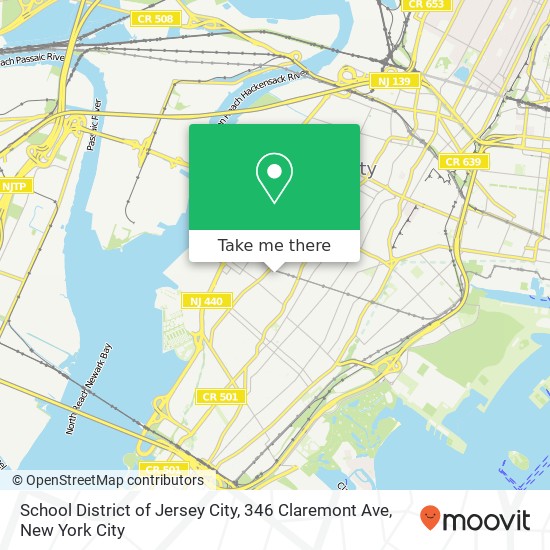 Mapa de School District of Jersey City, 346 Claremont Ave