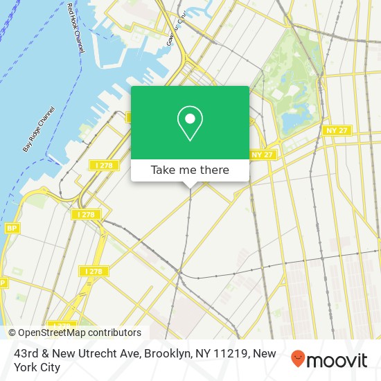 Mapa de 43rd & New Utrecht Ave, Brooklyn, NY 11219