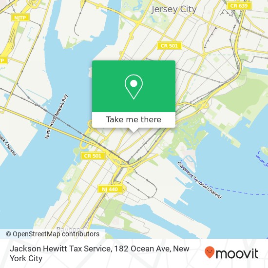 Mapa de Jackson Hewitt Tax Service, 182 Ocean Ave
