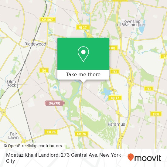 Mapa de Moataz Khalil Landlord, 273 Central Ave