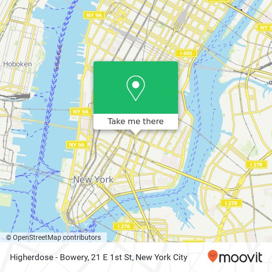 Higherdose - Bowery, 21 E 1st St map