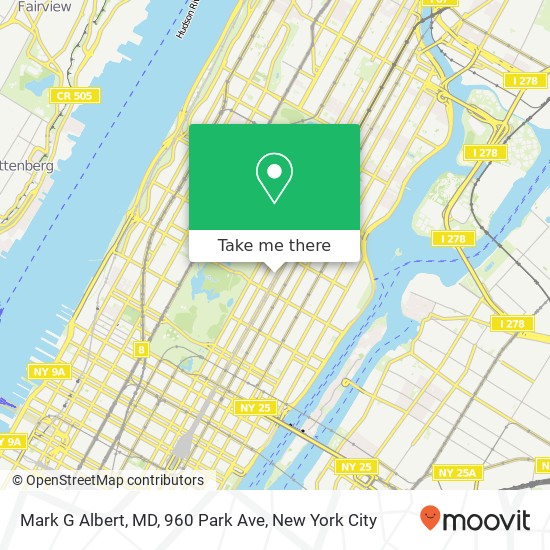 Mapa de Mark G Albert, MD, 960 Park Ave