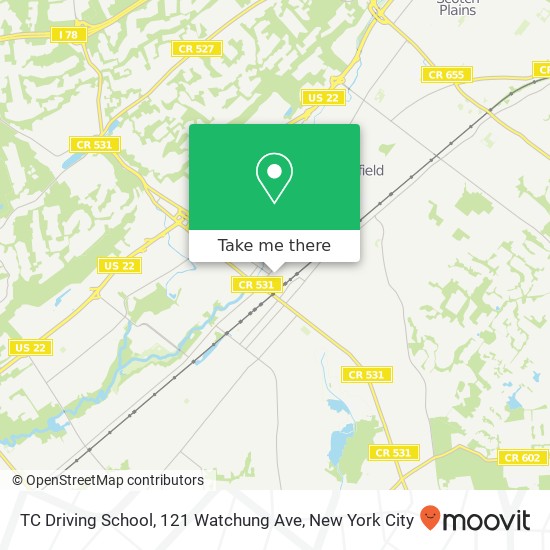 TC Driving School, 121 Watchung Ave map